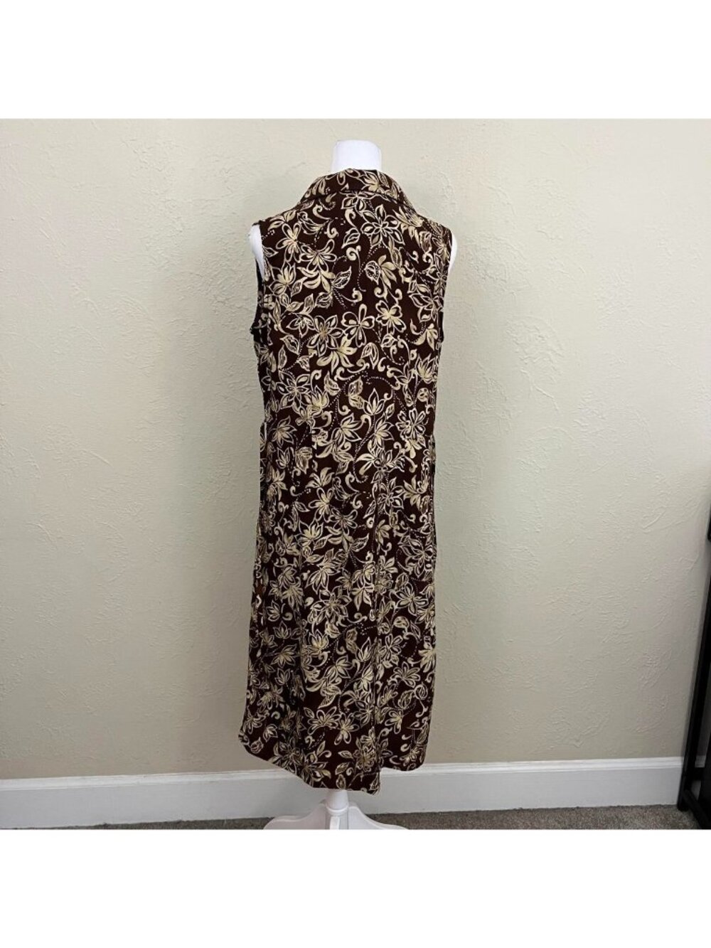 90s brown floral tropical beach summer whimsygoth mini dress - Picture 4 of 8